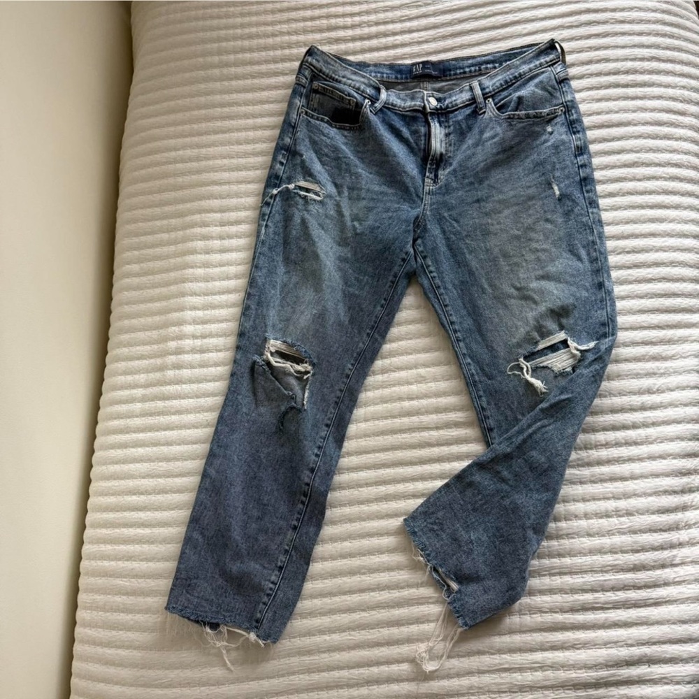 GAP Blue Distressed Boyfriend Jeans